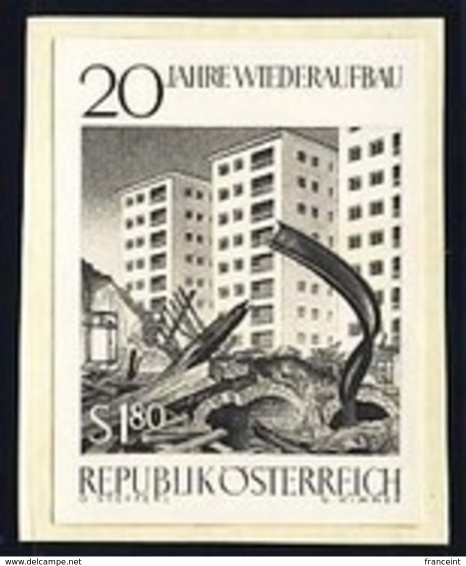 AUSTRIA (1965) Buildings. Black Print. Scott No 742, Yvert No 1015. 20 Years Of Reconstruction. - Proofs & Reprints