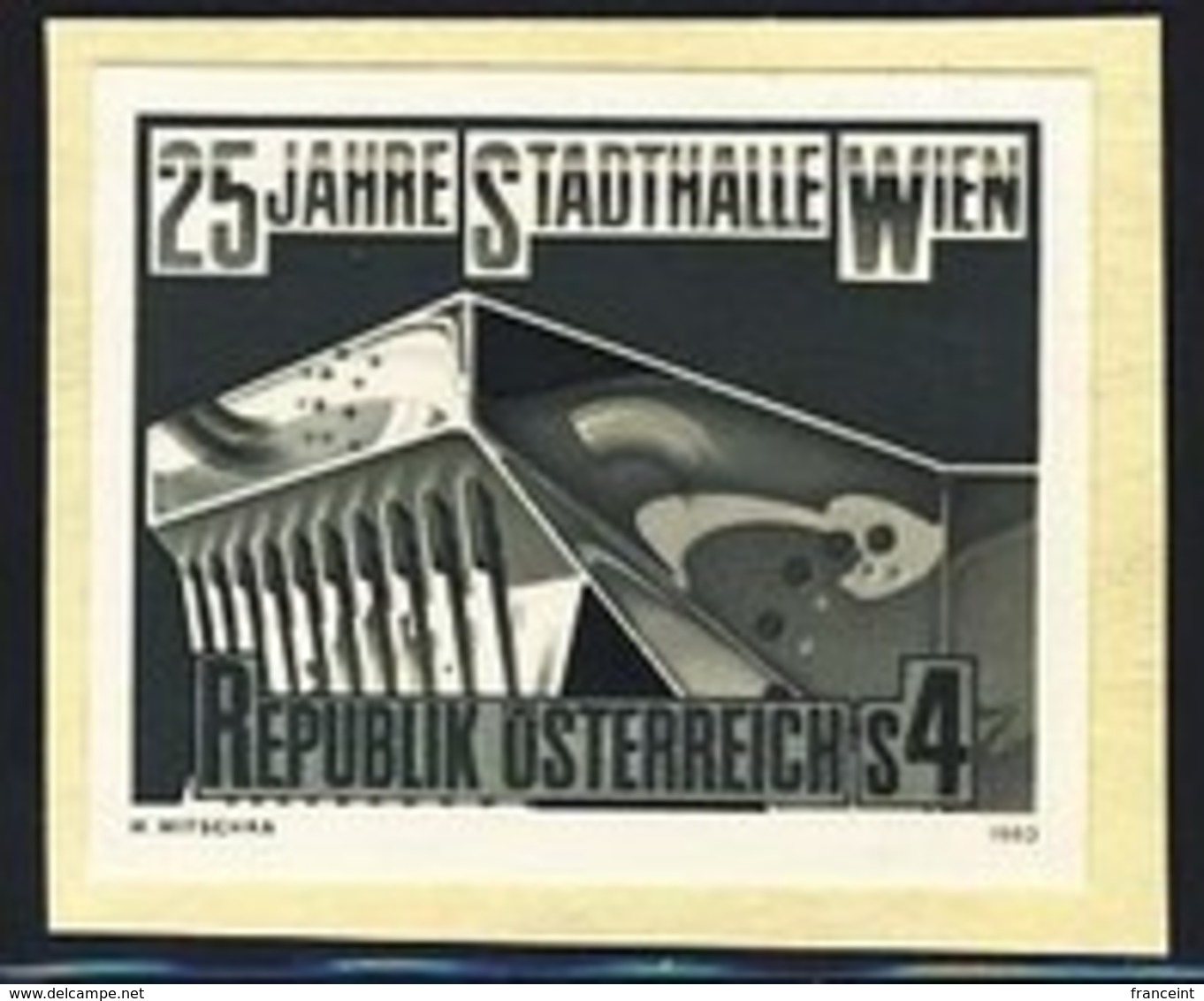 AUSTRIA (1983) Stadthall. Black Print. Scott No 1244, Yvert No 1571. - Proofs & Reprints