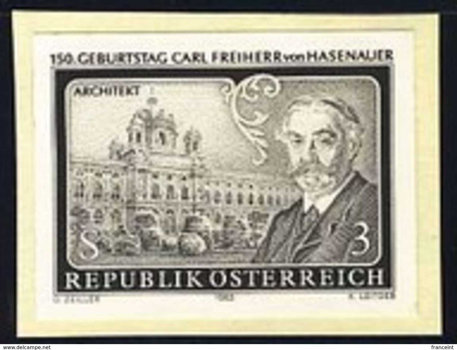 AUSTRIA (1983) Baron Carl Von Hasenauer. Museum Of Natural History. Black Print. Scott No 1248 - Proeven & Herdruk