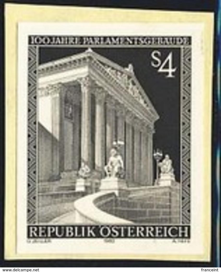 AUSTRIA (1983) Parliament Building. Black Print. Scott No 1261, Yvert No 1589. - Proofs & Reprints