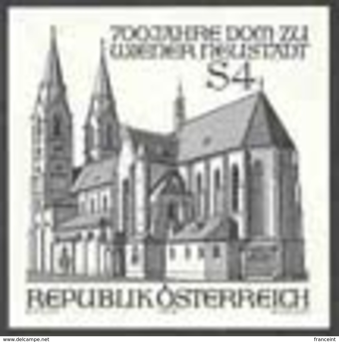 AUSTRIA (1979) Wiener Neustadt Cathedral. Black Print, 700th Anniversary. Scott No 1118, Yvert No 1434. - Proofs & Reprints