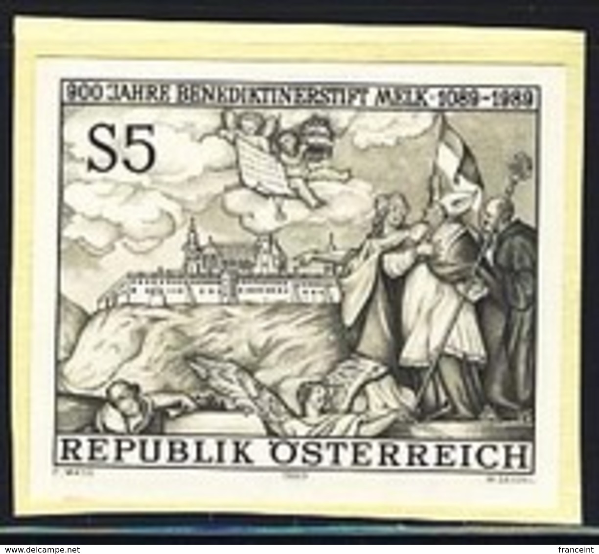 AUSTRIA (1989) Benedictine Monastery - Melk. Black Print. Scott No 1447, Yvert No 1774. - Proeven & Herdruk
