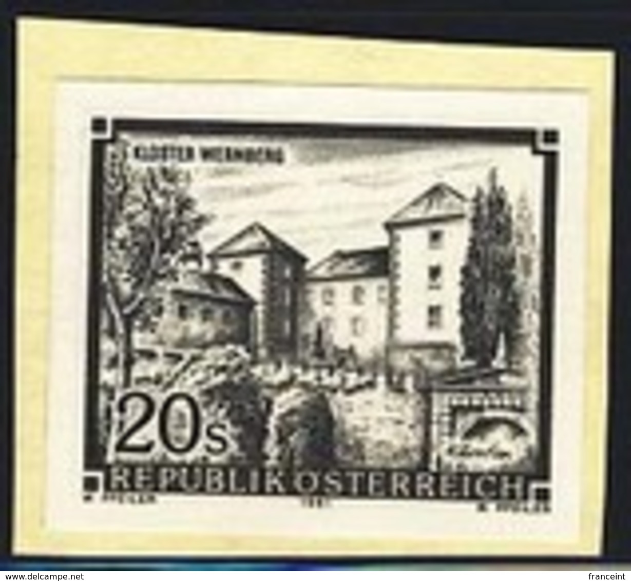 AUSTRIA (1991) Wernberg Monastery. Black Print. Scott No 1469, Yvert No 1854. - Proofs & Reprints