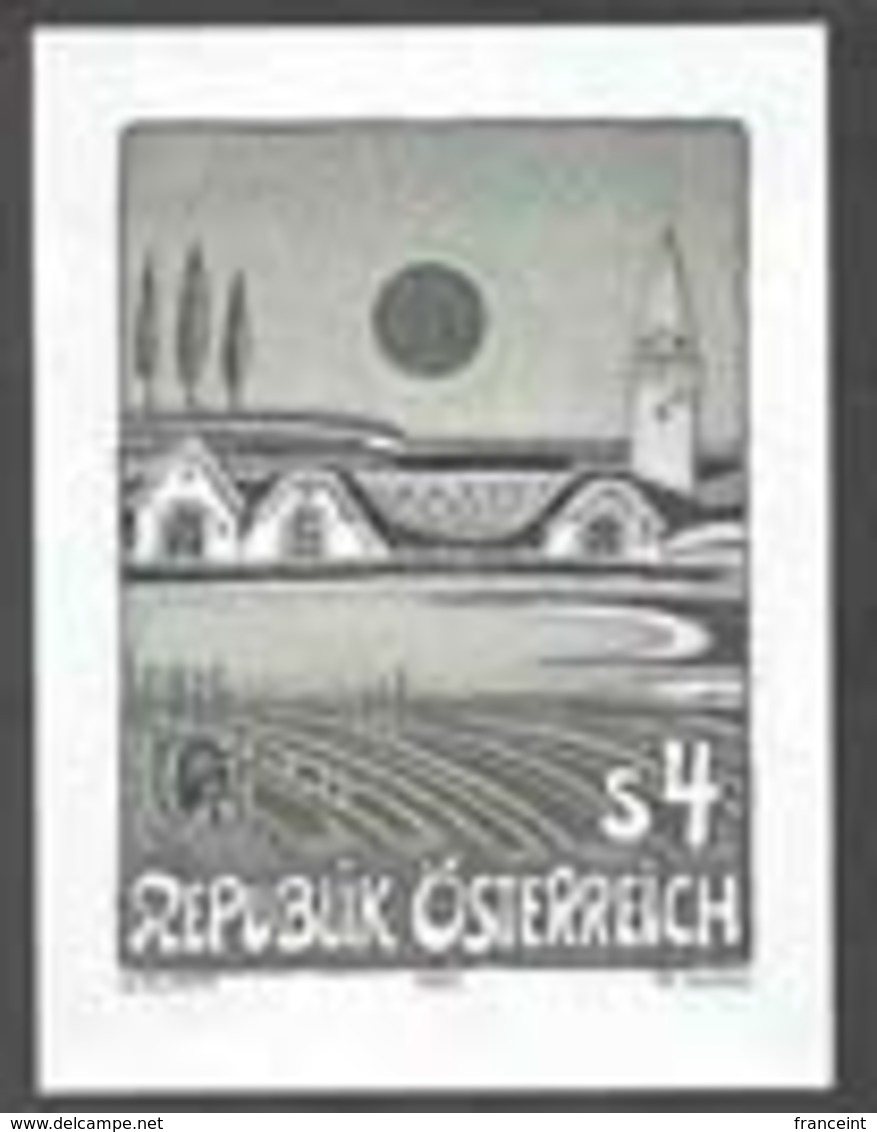 AUSTRIA (1983) Evening Sun In Burgenland. Black Print, Painting By Kumpf. Scott No 1257, Yvert No 1583. - Proofs & Reprints