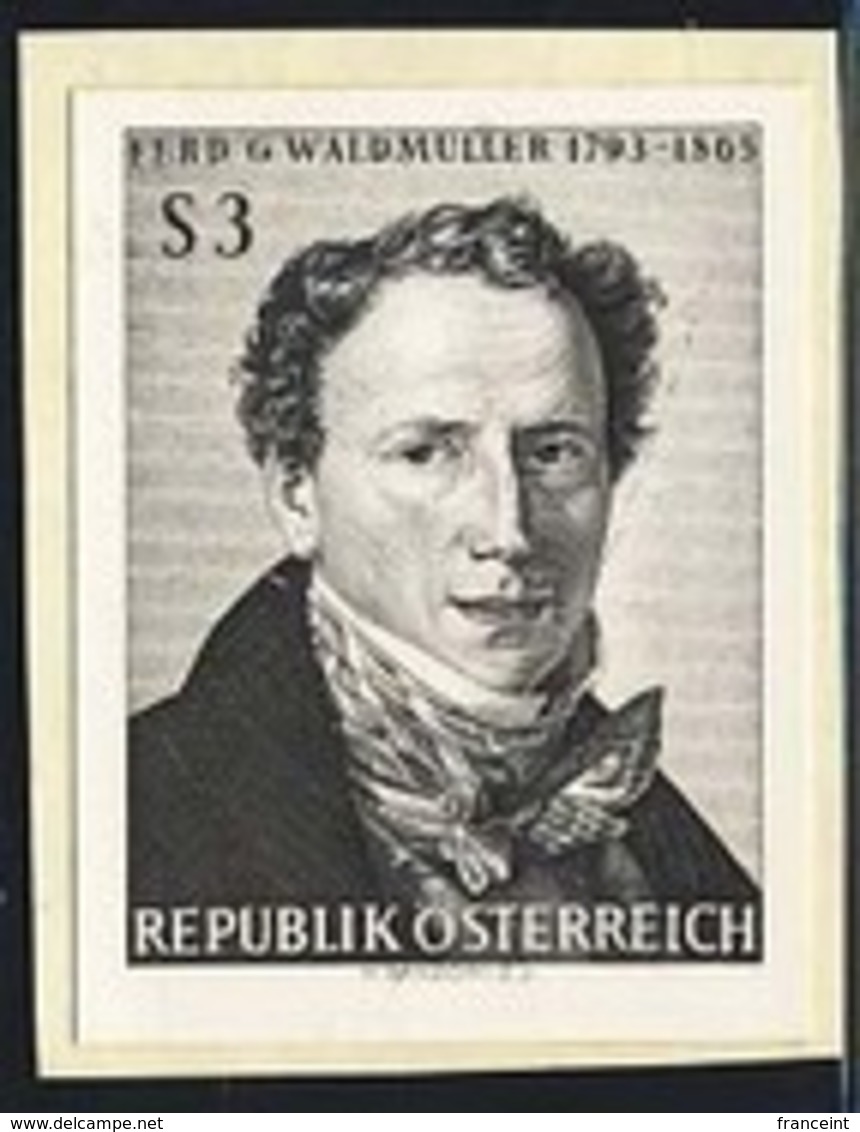 AUSTRIA (1965) Ferdinand Waldmuller. Black Print. Scott No 749, Yvert No 1029. - Proofs & Reprints