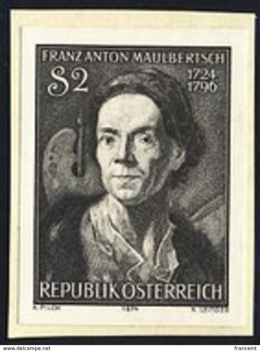 AUSTRIA (1974) Franz Anton Maulbertsch. Black Print. Scott No 992, Yvert No 1283. Painter Of Frescoes - Proofs & Reprints