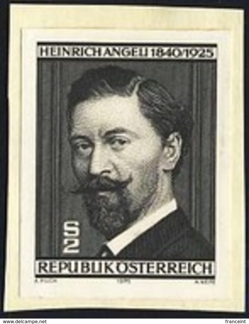 AUSTRIA (1975) Heinrich Angeli. Black Print. Scott No 1023, Yvert No 1323. Well Known Portrait Painter. - Proeven & Herdruk