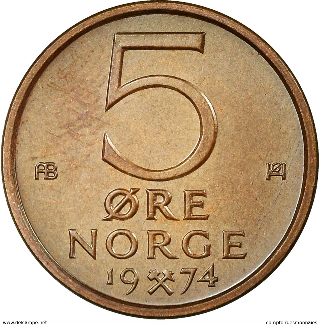 Monnaie, Norvège, Olav V, 5 Öre, 1974, SPL, Bronze, KM:415 - Noorwegen