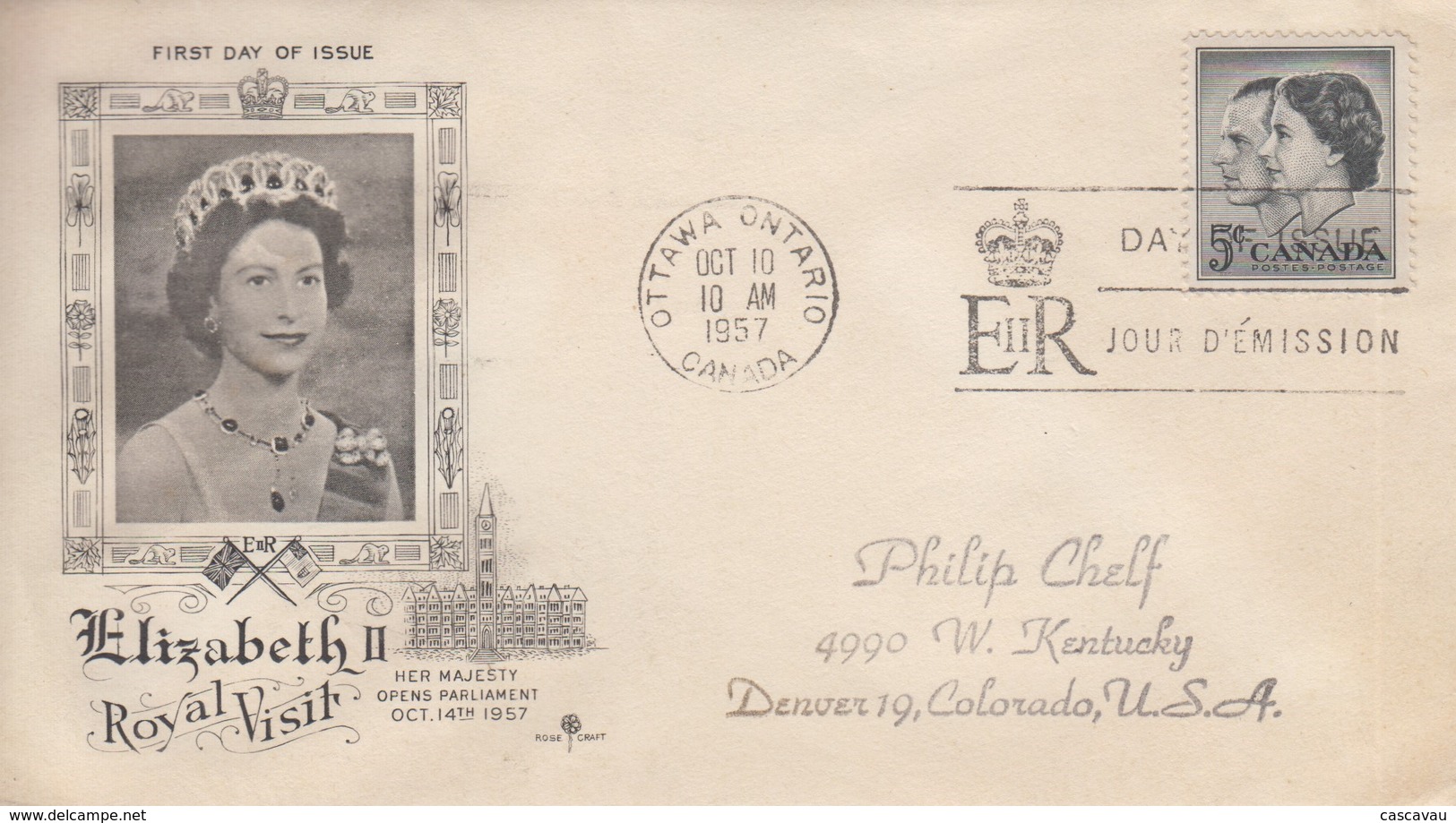 Enveloppe  FDC   CANADA    Visite  De  La  Reine  ELIZABETH II   OTTAWA   1957 - Sobres Conmemorativos