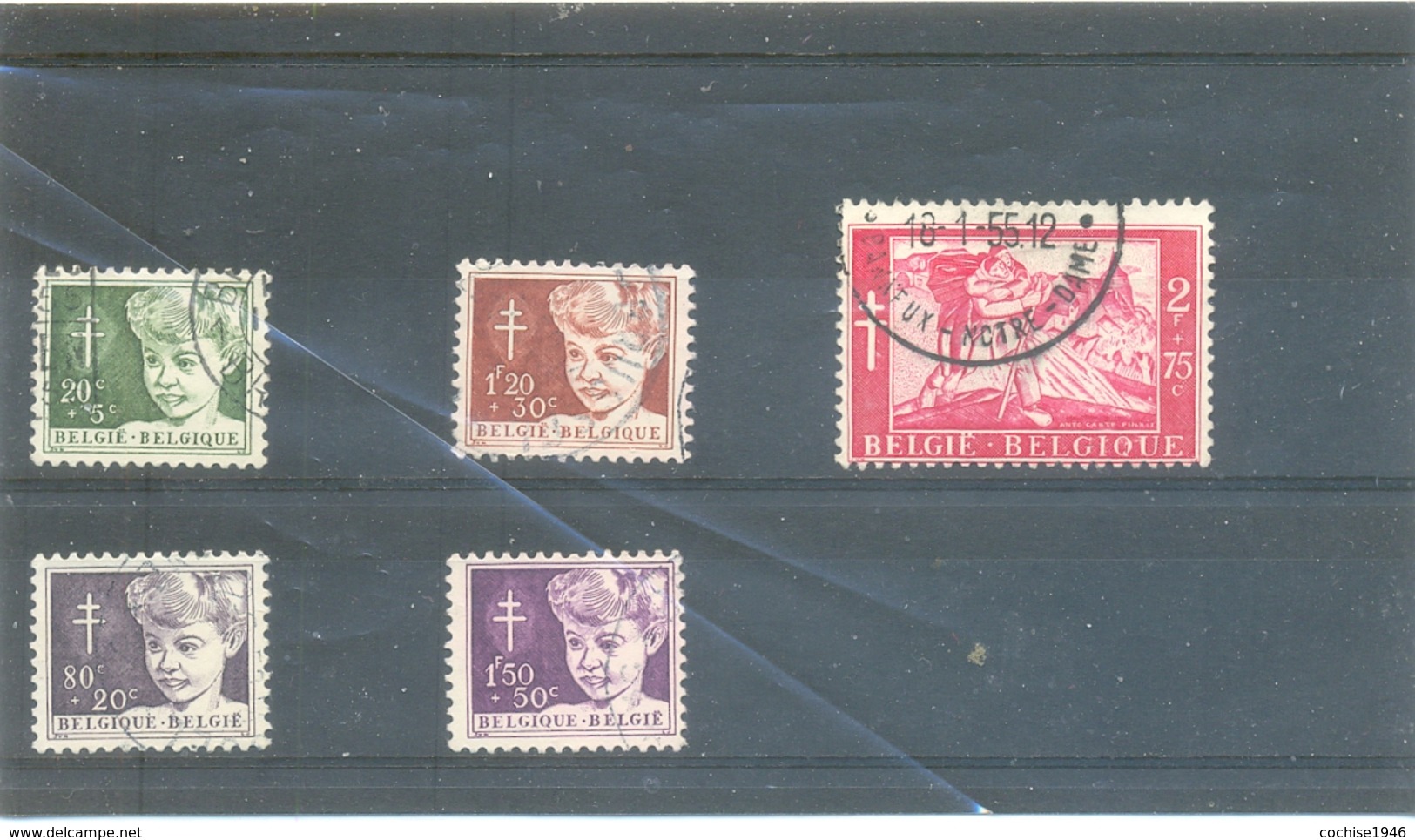 1954 BELGIQUE Y & T N° 955 à 959 ( O )  Les 5 Timbres - Used Stamps