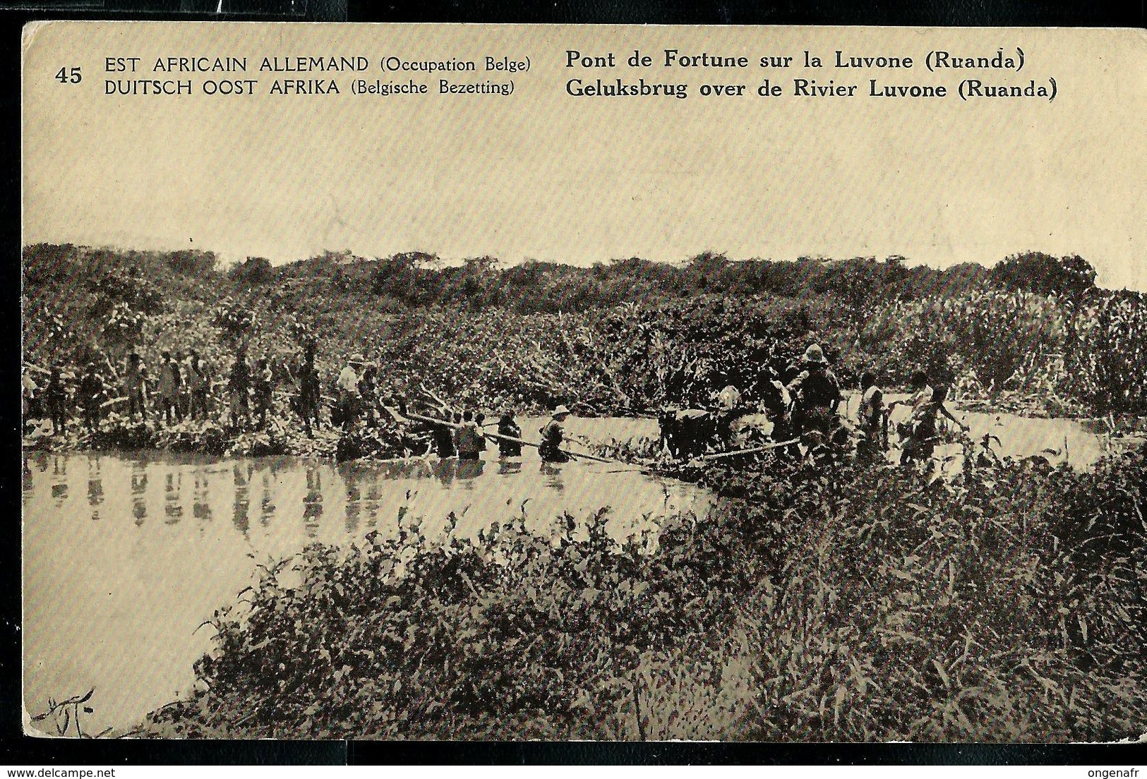 Occ. Belge; Carte Illustrée N° 11. Vue 45 : Pont De Fortune Sur La Luvone (Rwanda) Obl.  1918 Pour England - Entiers Postaux