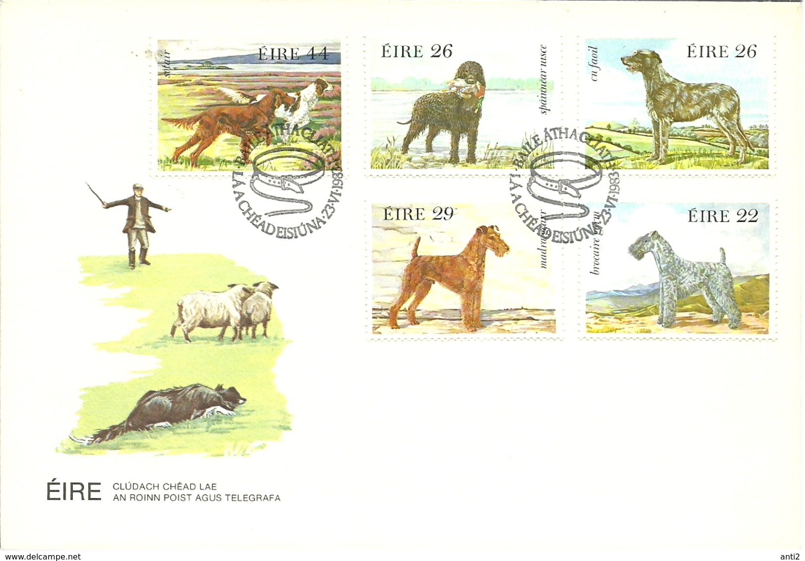 Ireland 1983 Ireland Dogs, Mi 510-514 FDC - Briefe U. Dokumente