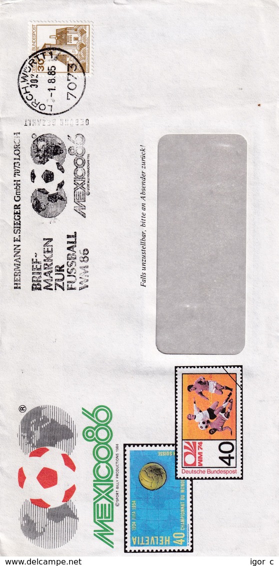 Germany 1986 Cover: Football Fussball; FIFA World Cup Mexico 86 Slogan; World Cup 1954 Switzerland; WC 1974 Germany - 1954 – Svizzera