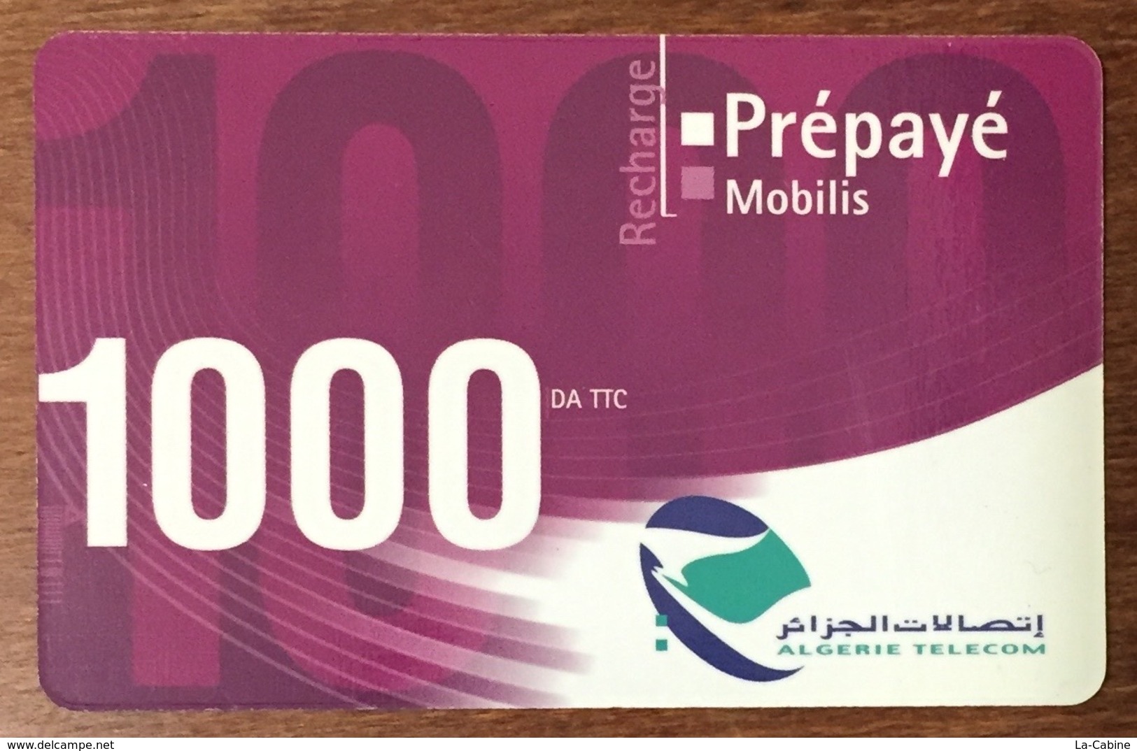 ALGERIE TELECOM MOBILIS RECHARGE GSM 1.000 DINARS PHONECARD PRÉPAYÉE PREPAID - Algerien