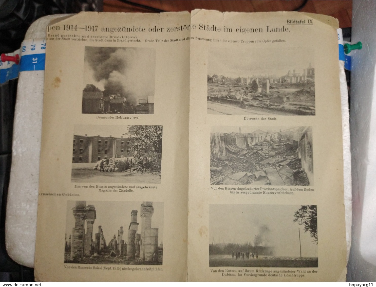 German Germany Deutschland WWI Bombing To Russia Photo Sheet Paper ORIGINAL  #11 - Duits