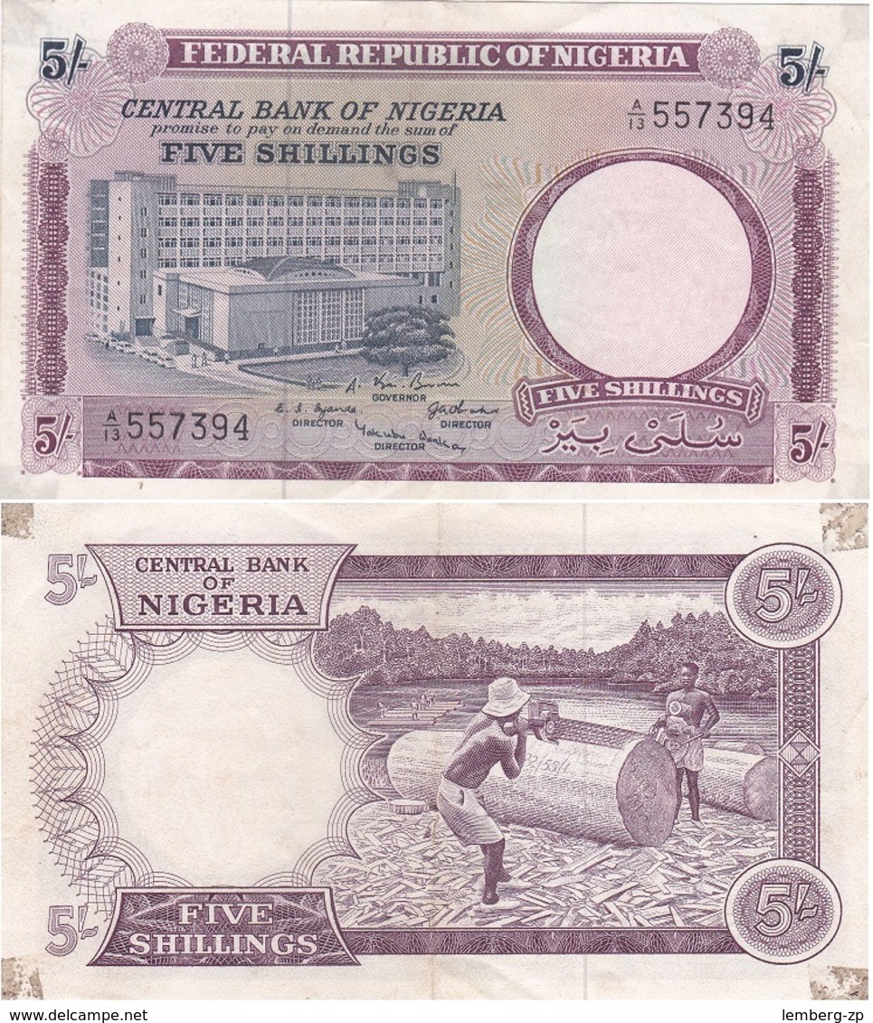 Nigeria - 5 Shillings 1967 VF P. 6 Lemberg-Zp - Nigeria