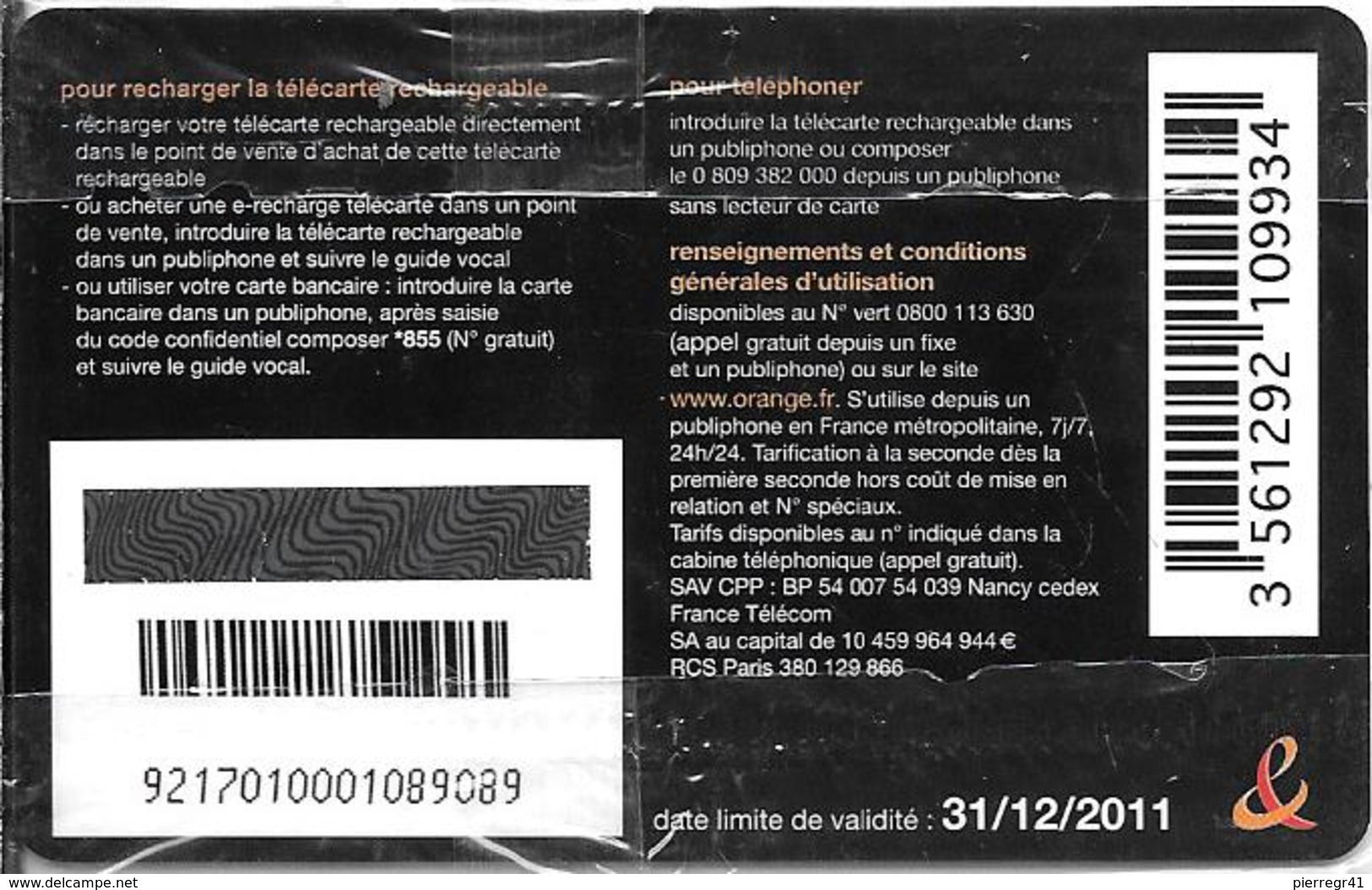 CARTE-PUCE-RECHARGEABLE--CC-FT5-02/10-DEMI CERCLES-Exp 31/12/11-NSB-TBE-RARE - Non Classés