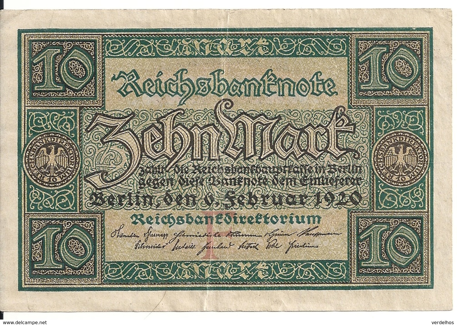 ALLEMAGNE 10 MARK 1920 XF P 67 - 10 Mark