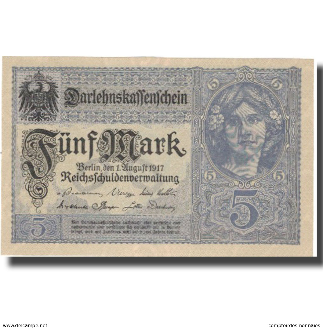 Billet, Allemagne, 5 Mark, 1917, 1917-08-01, KM:56b, SPL - 5 Mark