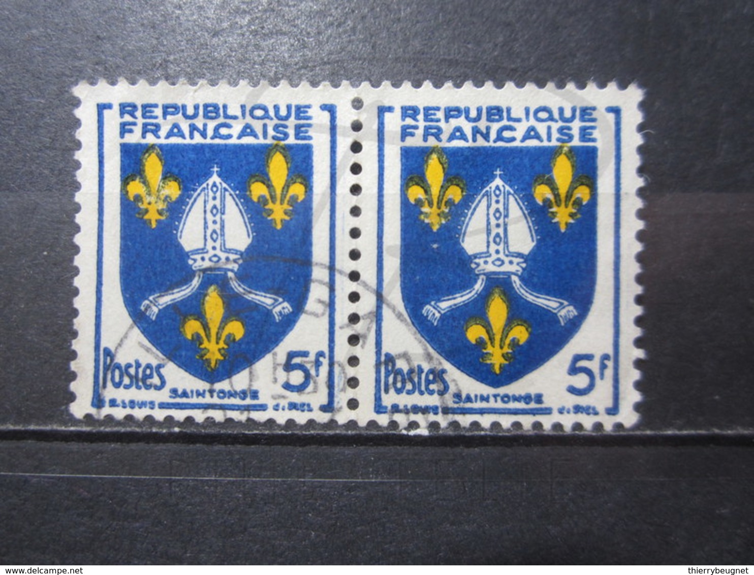 VEND BEAUX TIMBRES DE FRANCE N° 1005 EN PAIRE , JAUNE DECALE !!! - Used Stamps
