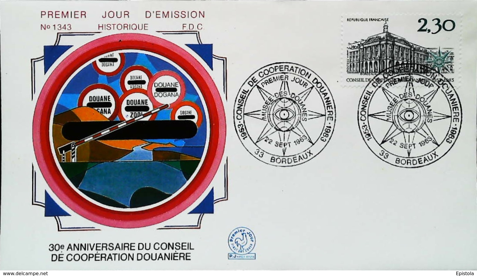 FRANCE - FDC - 1983 (Oblitération Musée Des Douanes Bordeaux) - Anniversaire Coopération Douane - Enveloppe Premier Jour - Other & Unclassified