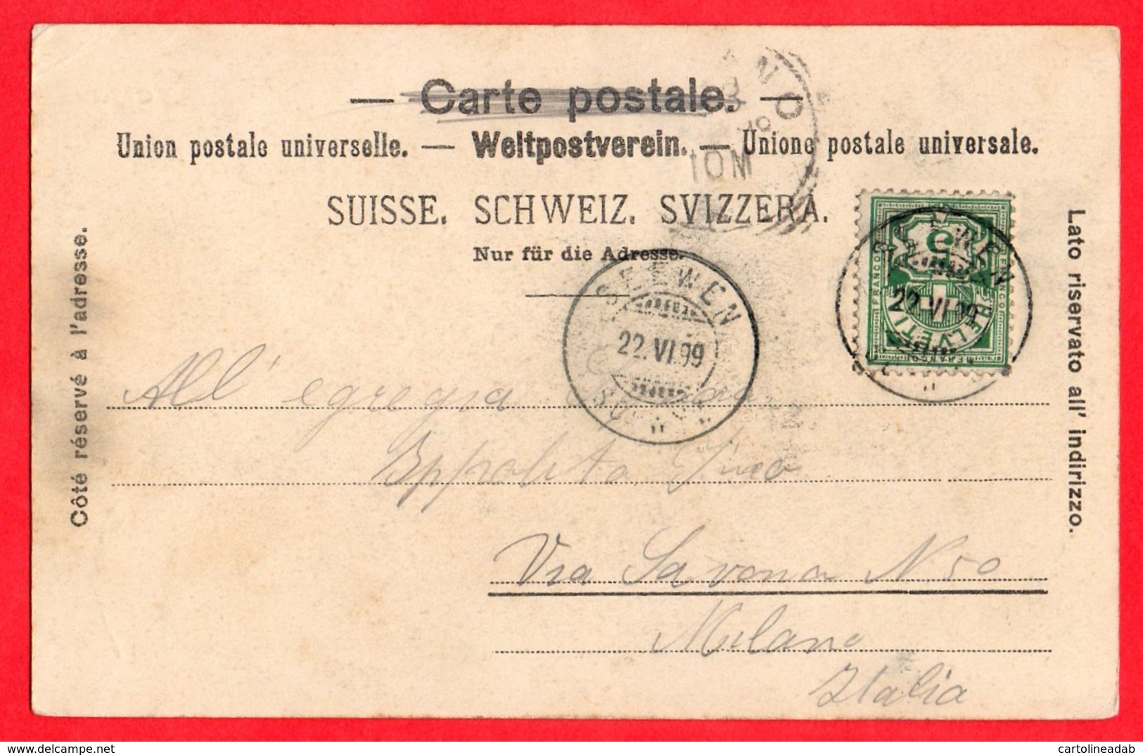 [DC6029] CPA - SVIZZERA - GERSAU - PERFETTA - Viaggiata 1899 - Old Postcard - Gersau
