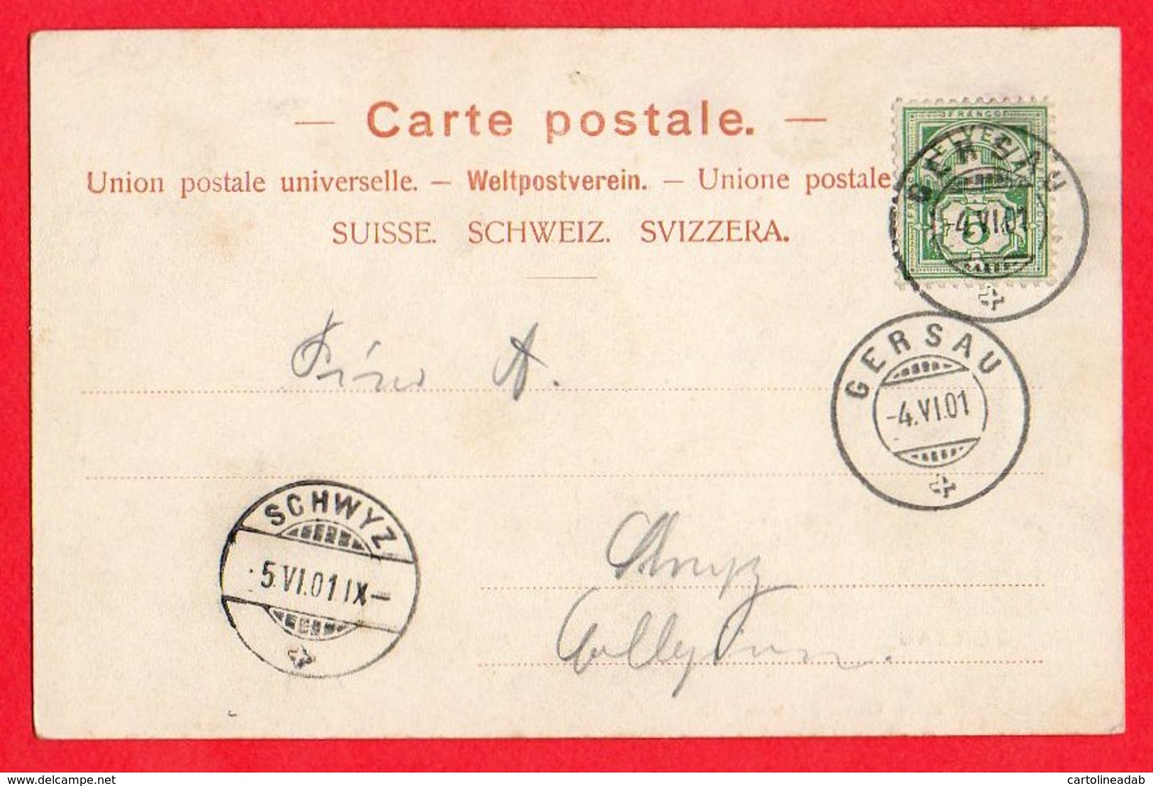 [DC6038] CPA - SVIZZERA - SCHWYZ - GERSAU - PERFETTA - Viaggiata 1901 - Old Postcard - Gersau