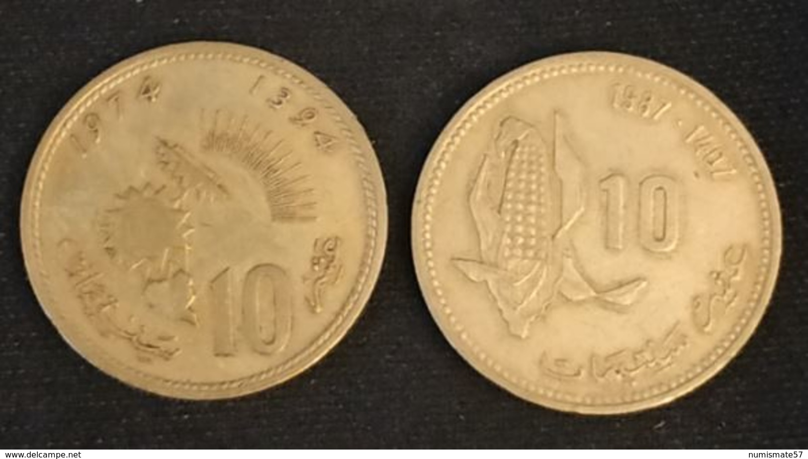 MAROC - MOROCCO - Lot De 2 Pièces 10 SANTIMAT 1974 Et 1987 - ( FAO ) - Tournesol - Maïs - KM 60 - KM 84 - Marokko