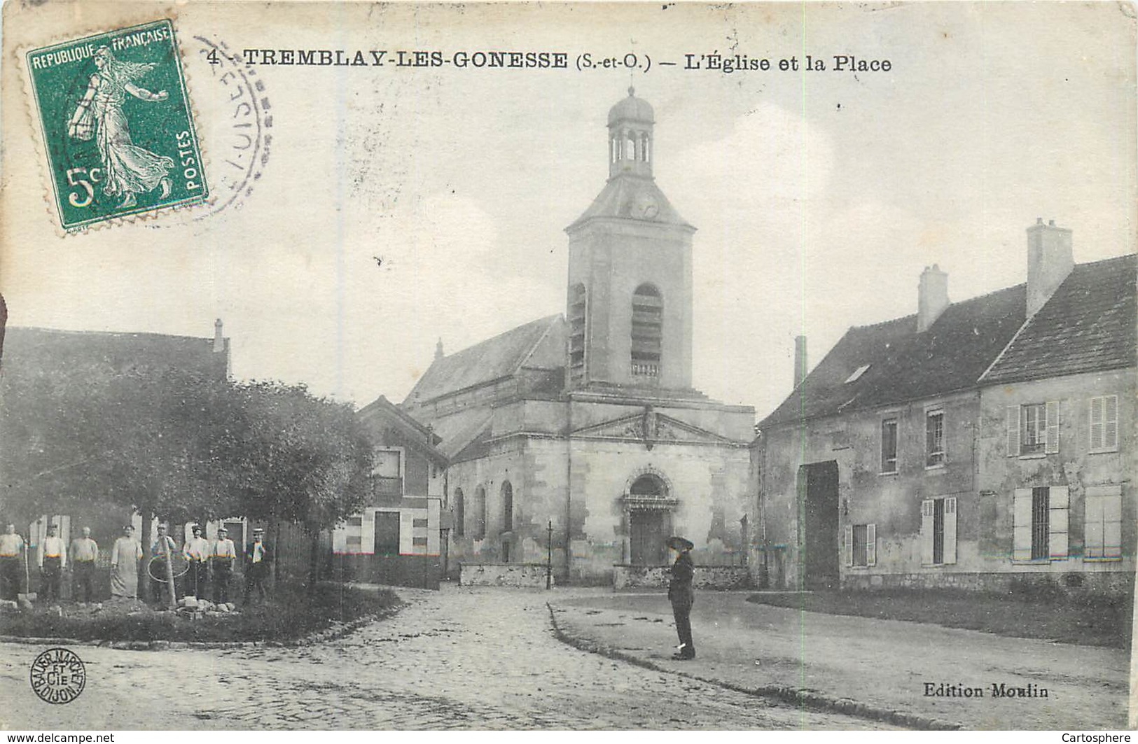 CPA 93 Seine Saint Denis Tremblay Les Gonesse L'Eglise Et La Place Ouvriers Cantonniers ? - Tremblay En France