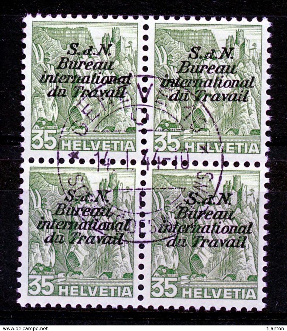 Dienstmarken/Timbres De Service: B.I.T .- Mi Nr 46y (Viererblock) - Gest./obl. - Dienstzegels