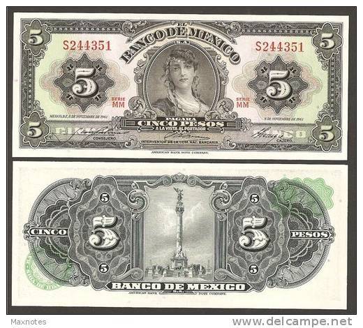 MESSICO (MEXICO)  : 5 Pesos - 1963 - P60 - UNC - Messico