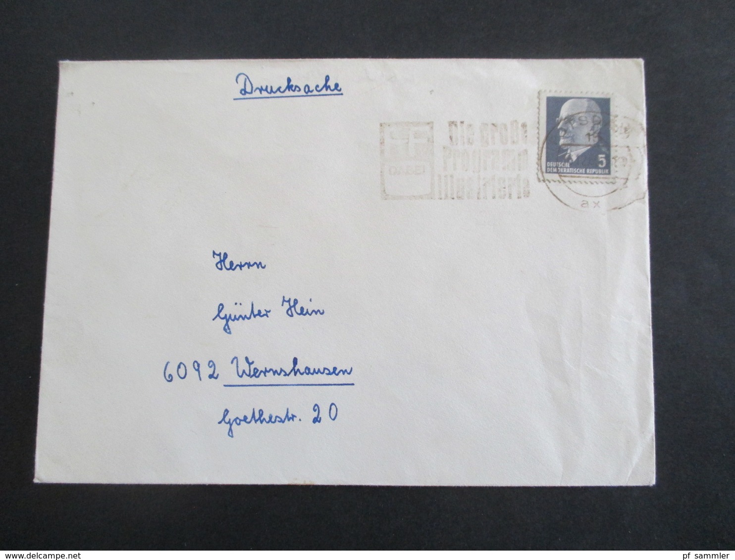 DDR 1969 Ulbricht Nr. 845 EF 4 Belege als Drucksache verschiedene Stempel alle Belege nach Wernshausen