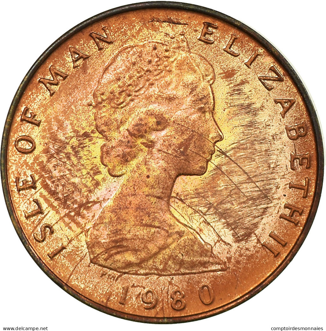 Monnaie, Isle Of Man, Elizabeth II, 1/2 Penny, 1980, TTB, Bronze, KM:58 - Isle Of Man
