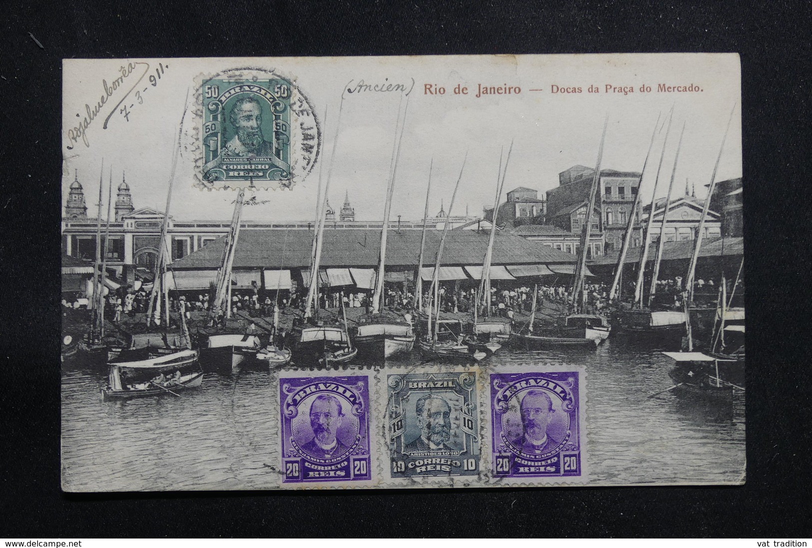 BRÉSIL - Affranchissement Plaisant De Rio De Janeiro Sur Carte Postale Pour La France En 1911 - L 60884 - Covers & Documents