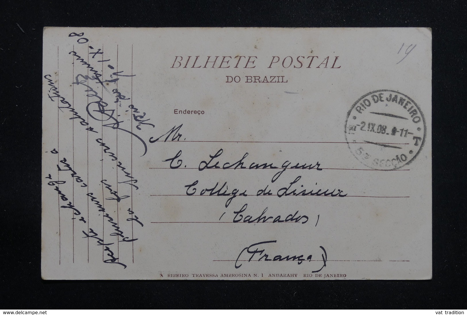 BRÉSIL - Affranchissement Plaisant De Rio De Janeiro Sur Carte Postale Pour La France En 1908  - L 60891 - Covers & Documents