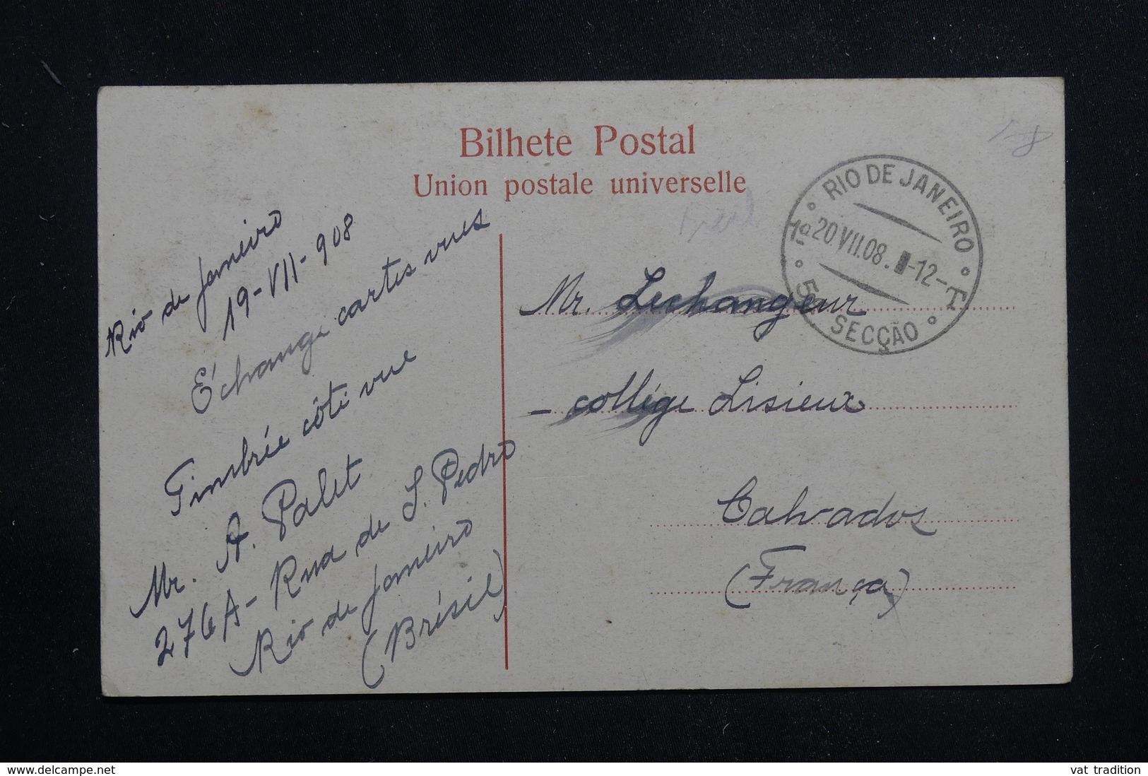 BRÉSIL - Affranchissement Plaisant De Rio De Janeiro Sur Carte Postale Pour La France En 1908  - L 60894 - Briefe U. Dokumente