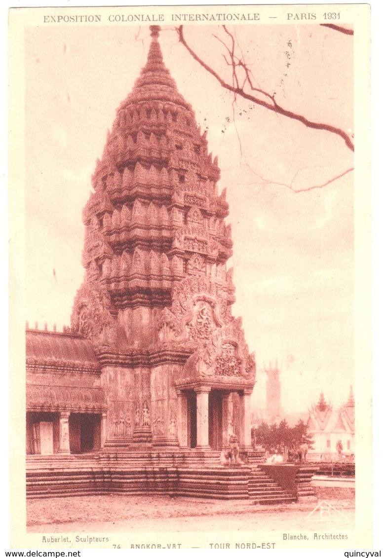 PARIS EXPOSITION COLONIALES INTle Carte Postale ANGKOR-VAT 40c Fashi Yv 271 Ob 1931 MECA Flier 7 Lignes Ondulées D121 - Lettres & Documents