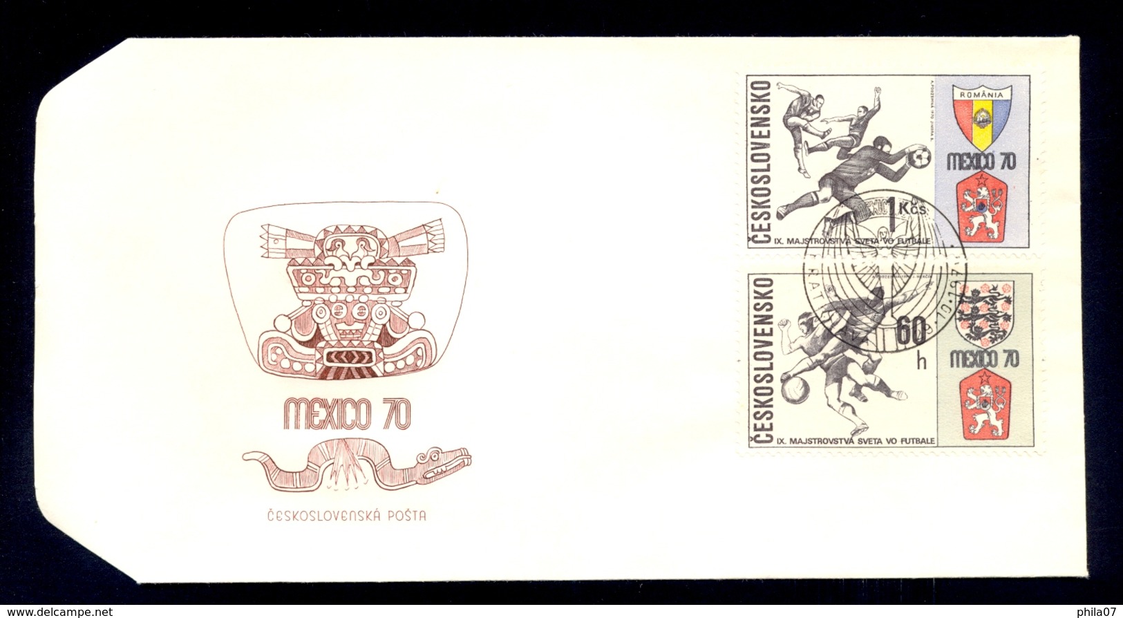 CZECHOSLOVAKIA 1970 - Commemorative Envelope For World Cup In Mexico Commemorative Cancel And Stamps. - 1970 – Mexique