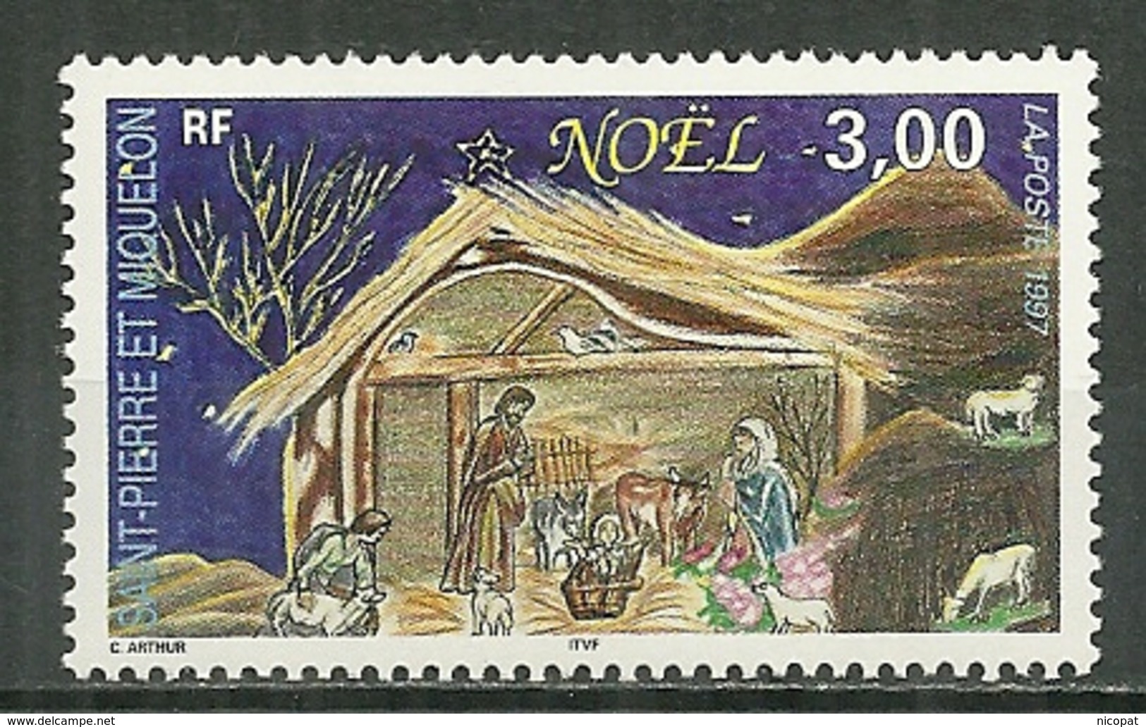 SAINT PIERRE ET MIQUELON MNH ** 662 Noël La Crèche - Unused Stamps