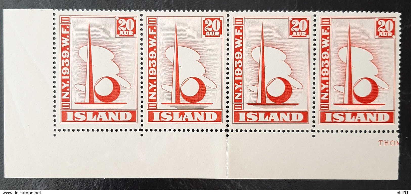 ISLANDE   Exposition New York 1939   Bande De 4   N° Y&T  182   ** - Nuovi