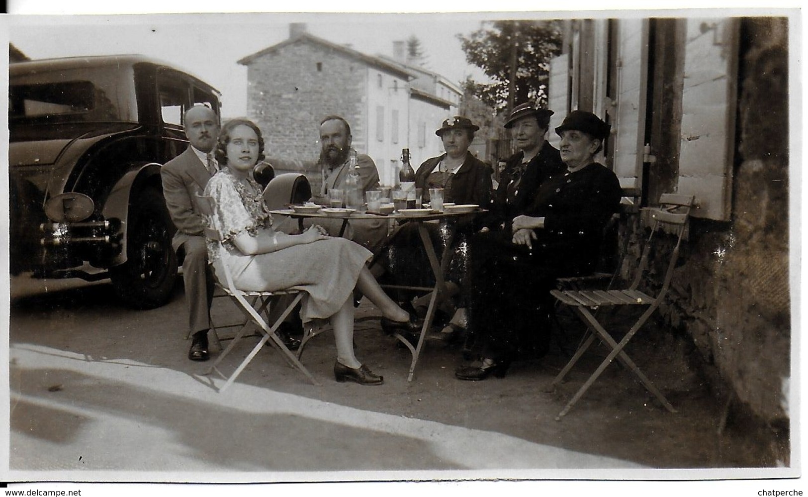 PHOTO PHOTOGRAPHIE GROUPE DE PERSONNES SAINTE FOY LES LYON 69 RHÔNE 1937 AUTOMOBILE - Lieux