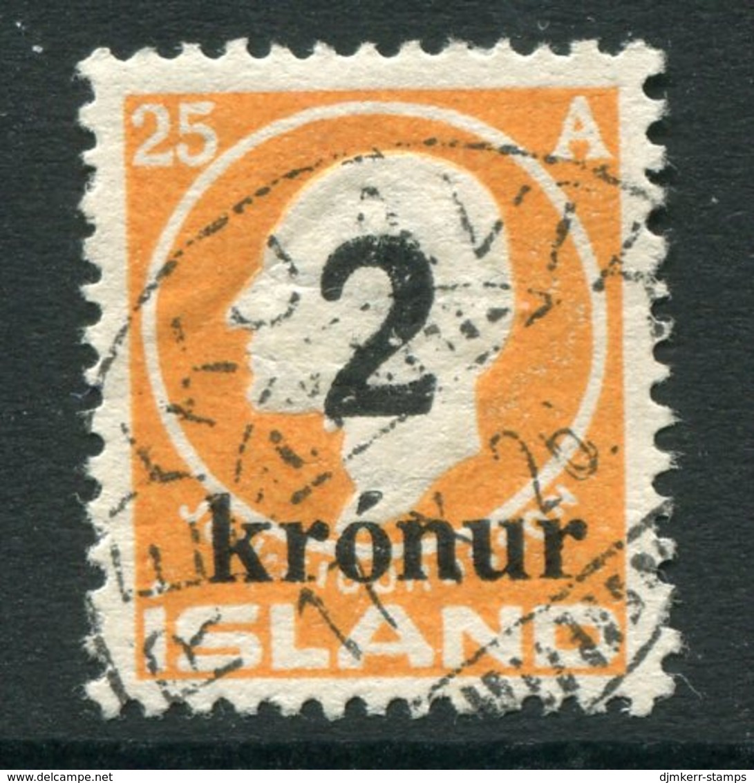 ICELAND 1926 2 Kr.  On 25 A. Surcharge Used.  SG 147, Michel 119. - Oblitérés