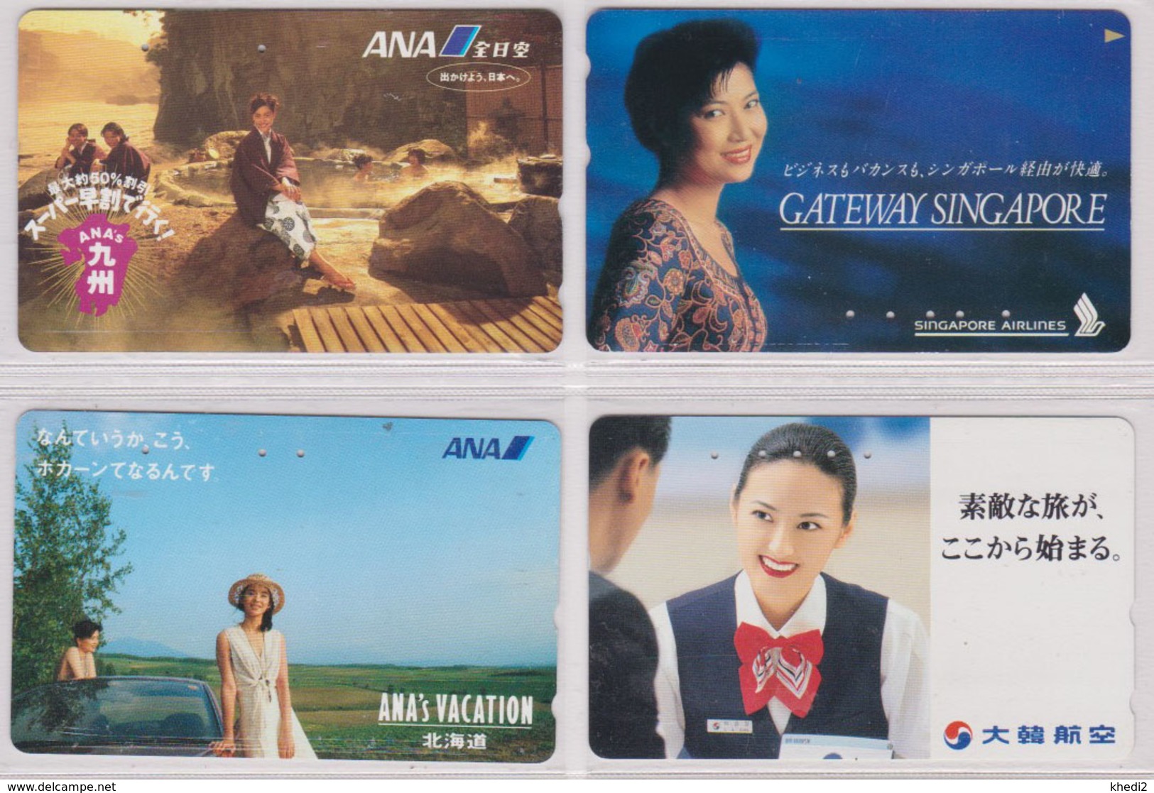LOT De 4 Télécartes Privées JAPON - AVIATION / FEMME GIRL WOMAN - AIRPLANE JAPAN Private Phonecards / Avion - 2328 - Collections