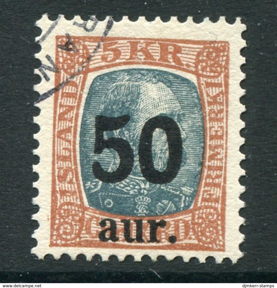 ICELAND 1925 50 Aur. On 5 Kr.surcharge Used.  Michel 113 - Used Stamps