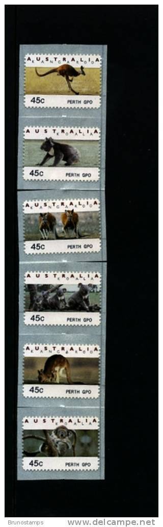 AUSTRALIA - 1995 KOALAS AND KANGAROOS COUNTER PRINTED STAMPS PERTH GPO MINT NH - Automaatzegels [ATM]