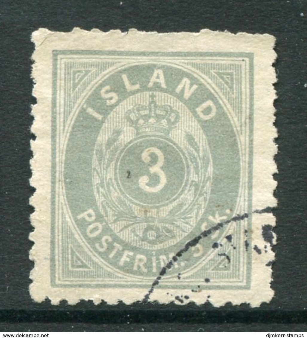 ICELAND 1873 Definitive 3 SK. Perforated 12½, Used.  Michel 2B - Gebruikt