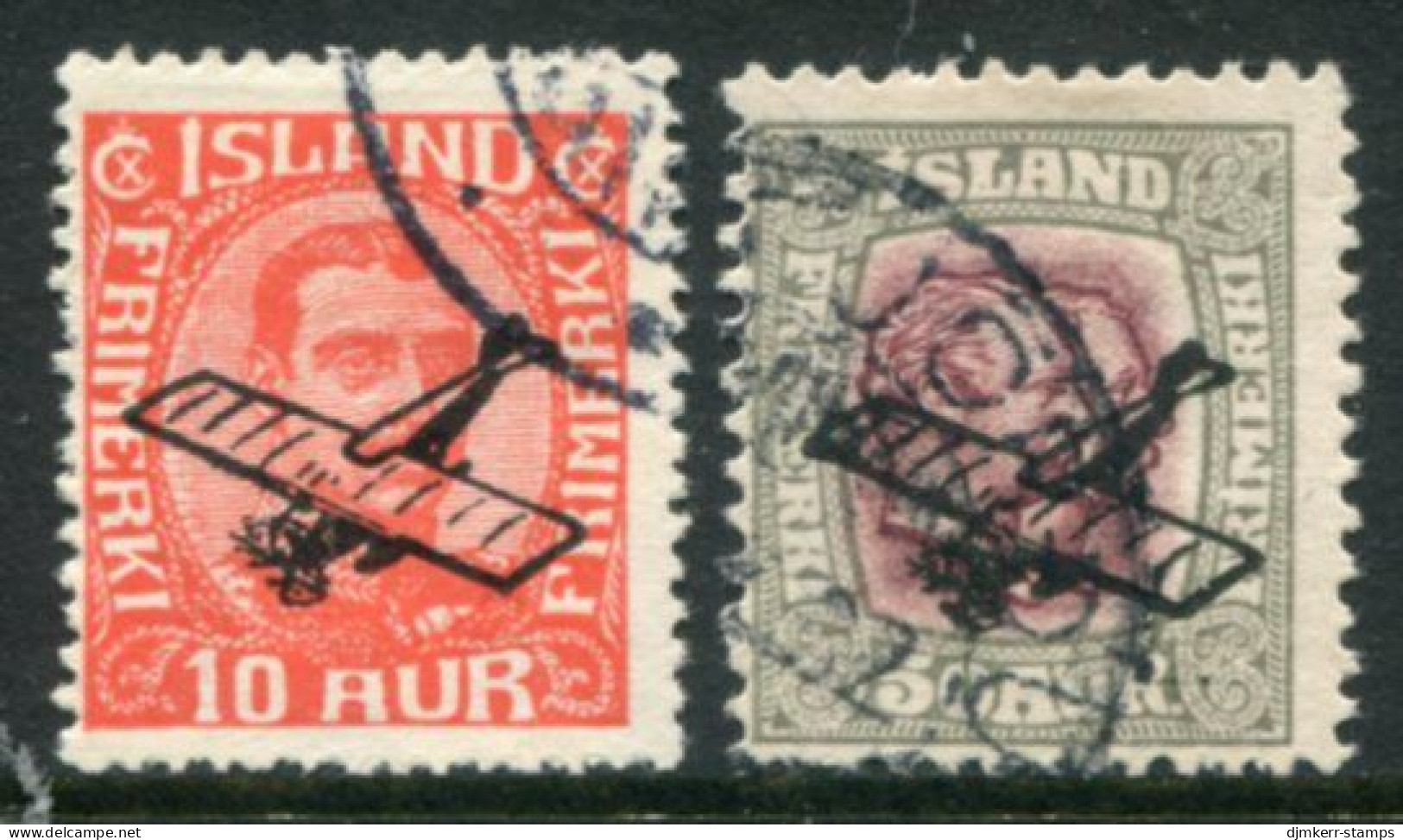 ICELAND 1928-29 Airmail Overprints, Used.  Michel 122-23 - Usati