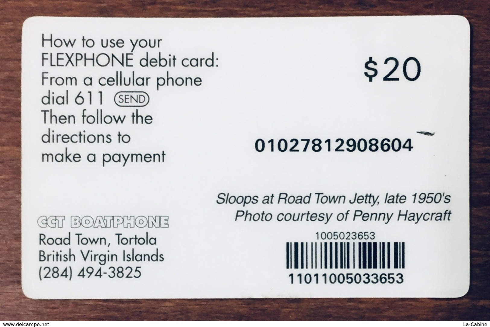 BRITISH VIRGIN ISLANDS CCT BOATPHONE 20$ PREPAID PRÉPAYÉE EURO PHONECARD CARD - Vierges (îles)