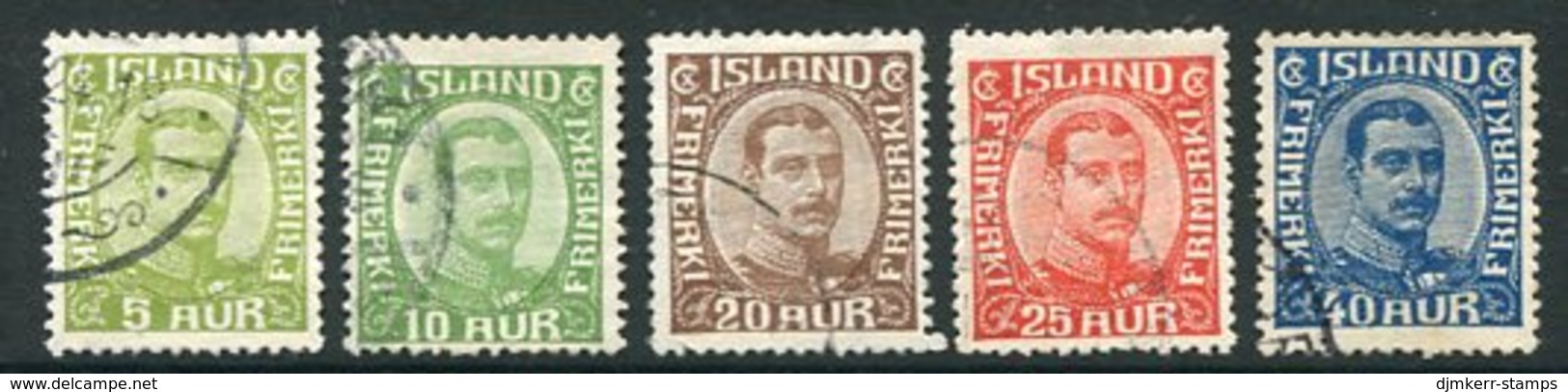 ICELAND 1921 Christian X Definitives In Changed Colours, Used.  Michel 99-103 - Oblitérés