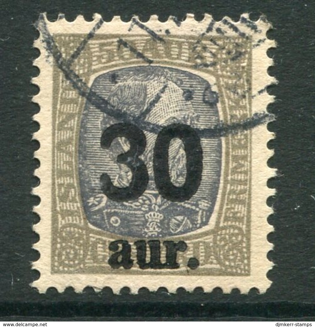 ICELAND 1925 30 Aur. On 50 Aur. Surcharge Used.  Michel 112 - Oblitérés